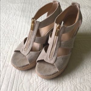 Michael Kors zip espadrille wedges 4” heel 7.5M